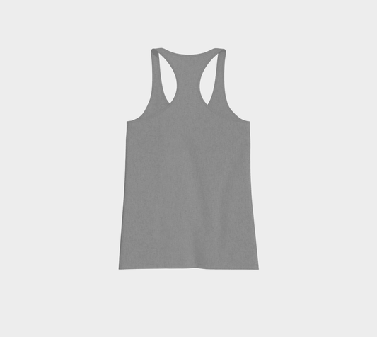 Grey Racerback Tank with Pink Hibiscus Flower - craving nature