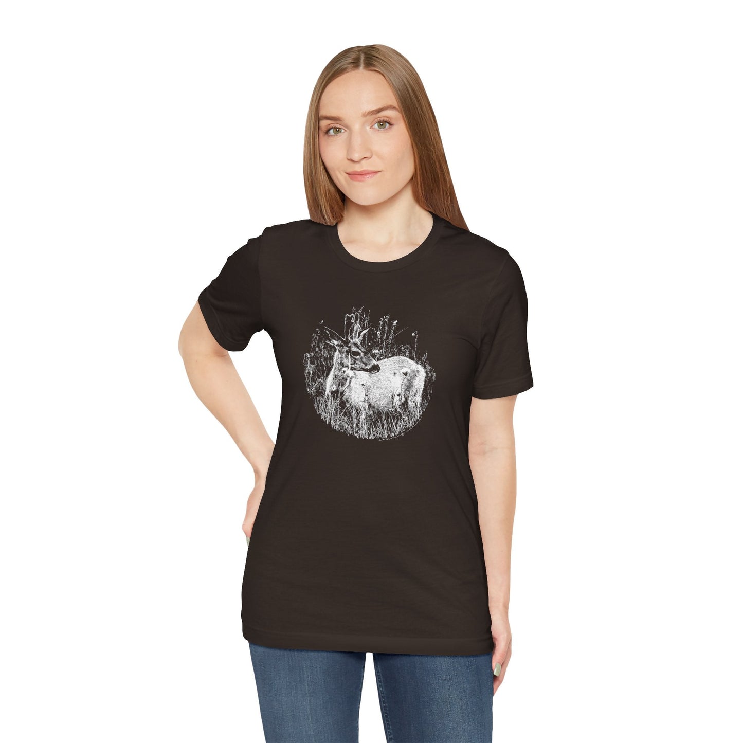 Nature - Inspired 'Young Buck' Jersey Short Sleeve Tee | ‘Craving Nature’ Design by Canadian Artist - craving nature