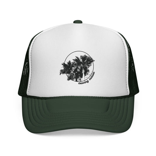 Palm Tree Trucker Caps | Black & White Print, Lightweight, 3 Colours - craving nature