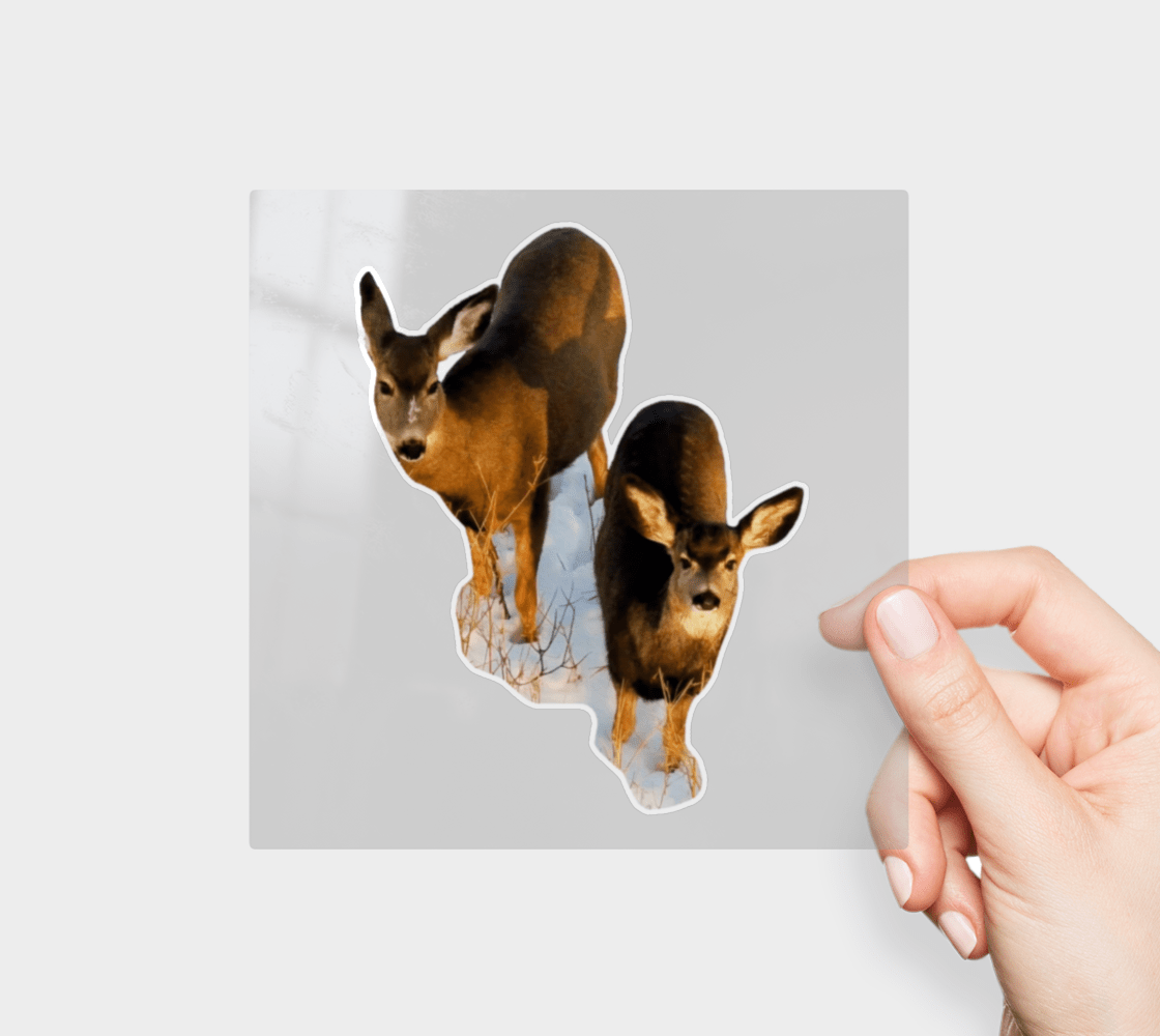 Permanent Sticker (raised texture, waterproof) | Mama & Baby Deer - craving nature