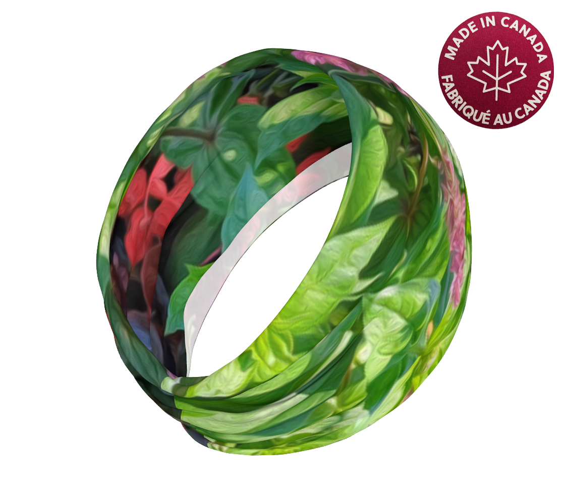 Summer Flowers Headband by craving nature - 3D view of back & inside of headband when fabric is folded in half once