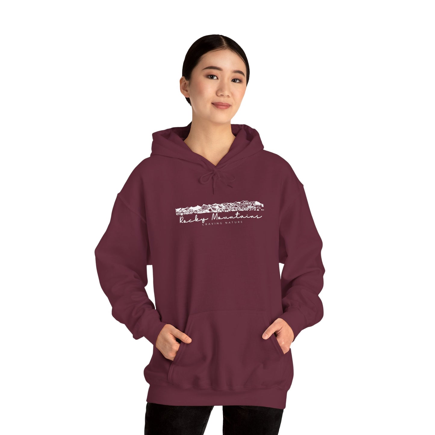 Rocky Mountains Hoodie, Unisex Heavy Blend | Cozy Canadian Design