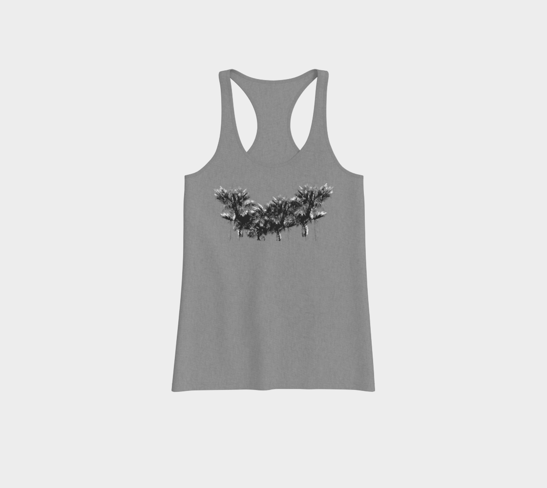 Palm Racerback Tank in Heather Grey (Black & White Print)