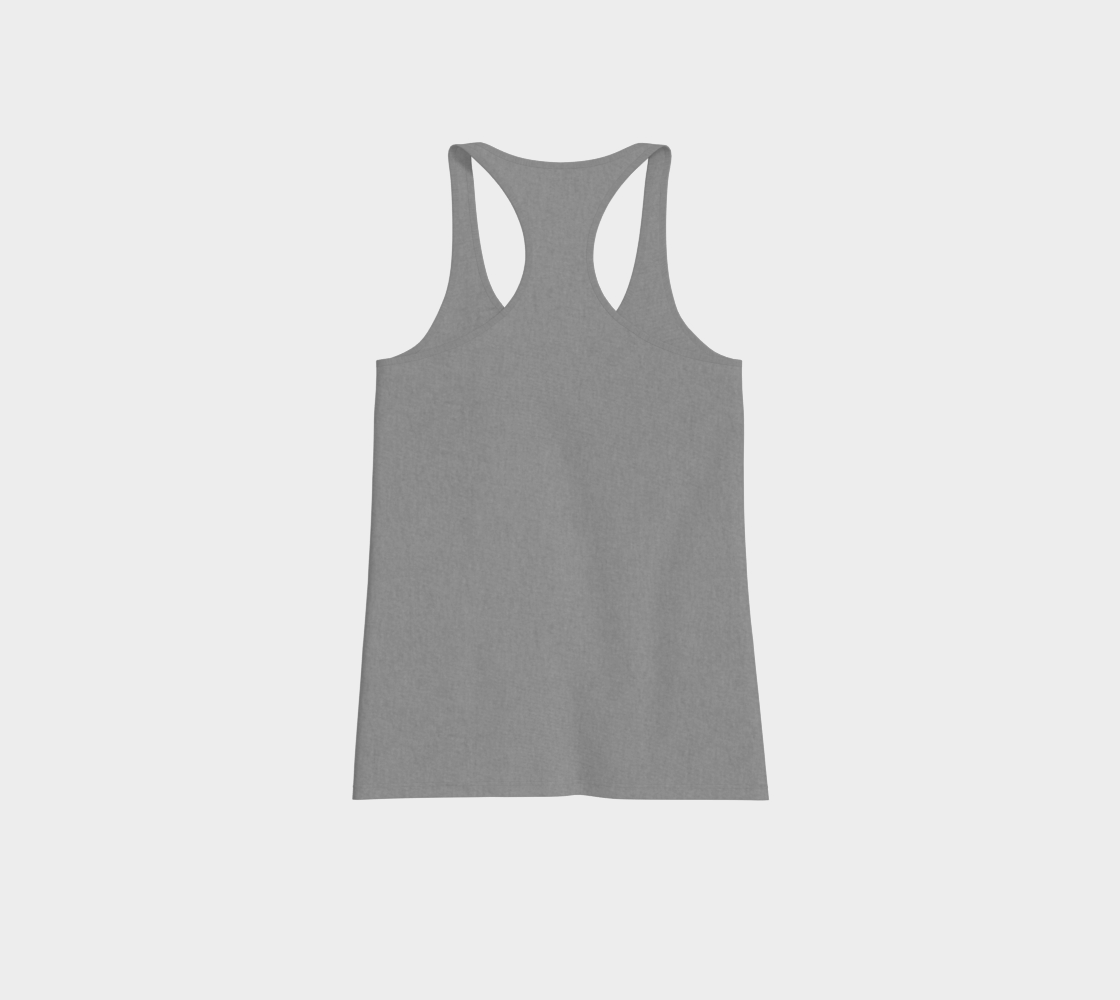 Grey Racerback Tank with Pink Hibiscus Flower
