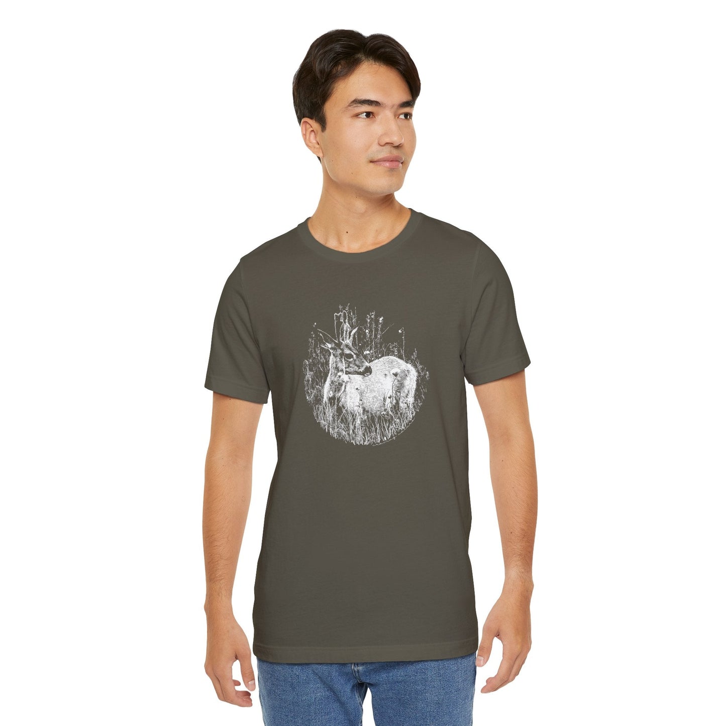 Nature - Inspired 'Young Buck' Jersey Short Sleeve Tee | ‘Craving Nature’ Design by Canadian Artist - craving nature