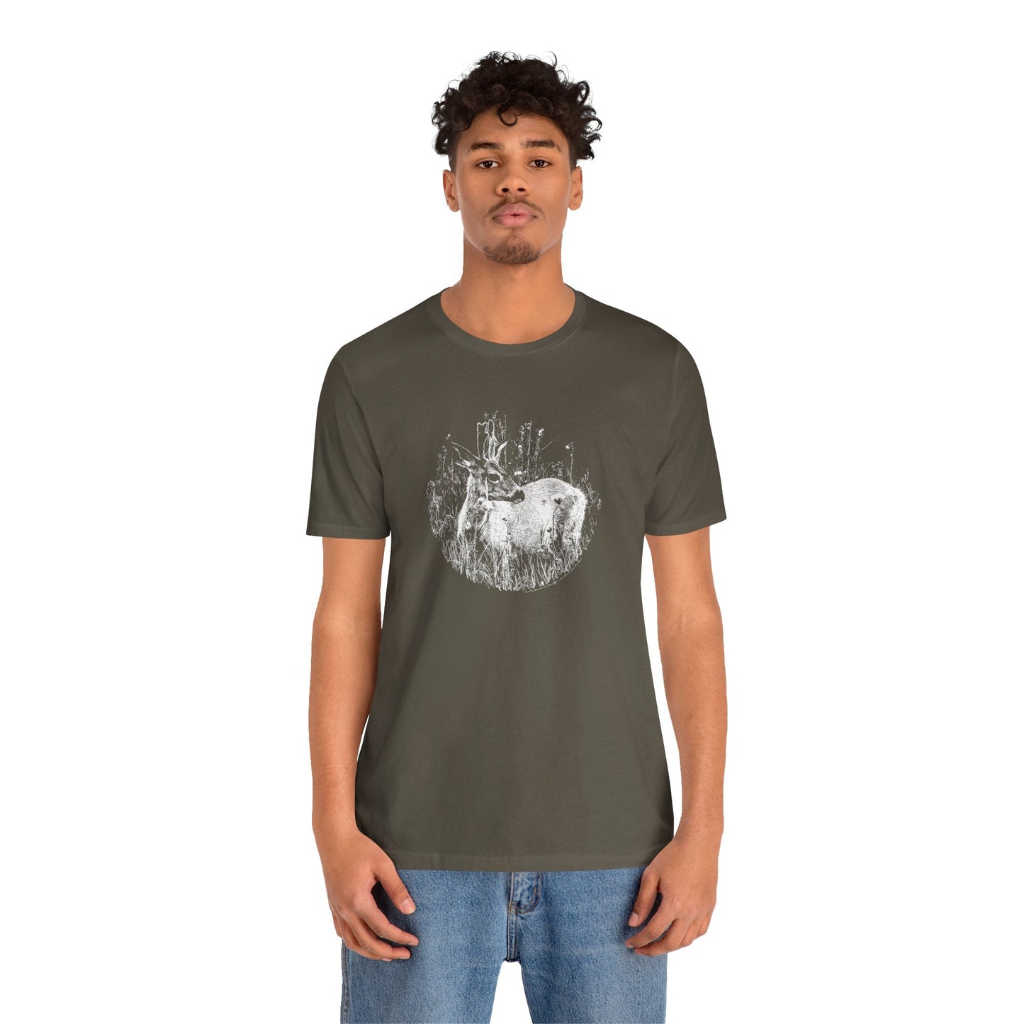 Nature - Inspired 'Young Buck' Jersey Short Sleeve Tee | ‘Craving Nature’ Design by Canadian Artist - craving nature
