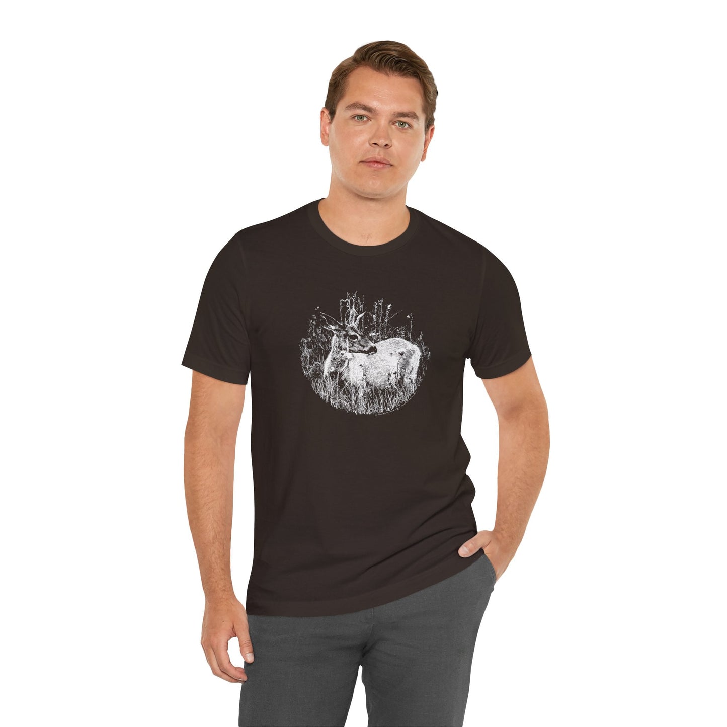 Nature - Inspired 'Young Buck' Jersey Short Sleeve Tee | ‘Craving Nature’ Design by Canadian Artist - craving nature