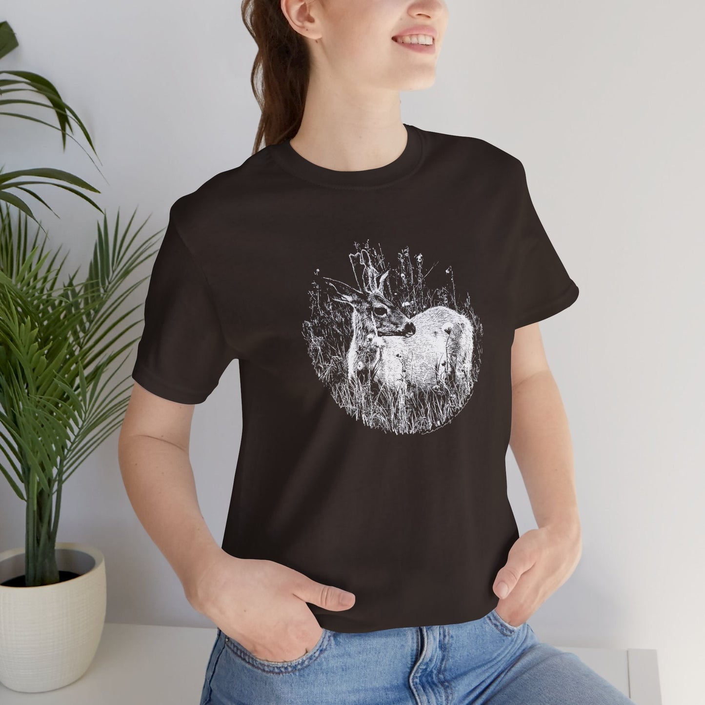 Nature - Inspired 'Young Buck' Jersey Short Sleeve Tee | ‘Craving Nature’ Design by Canadian Artist - craving nature