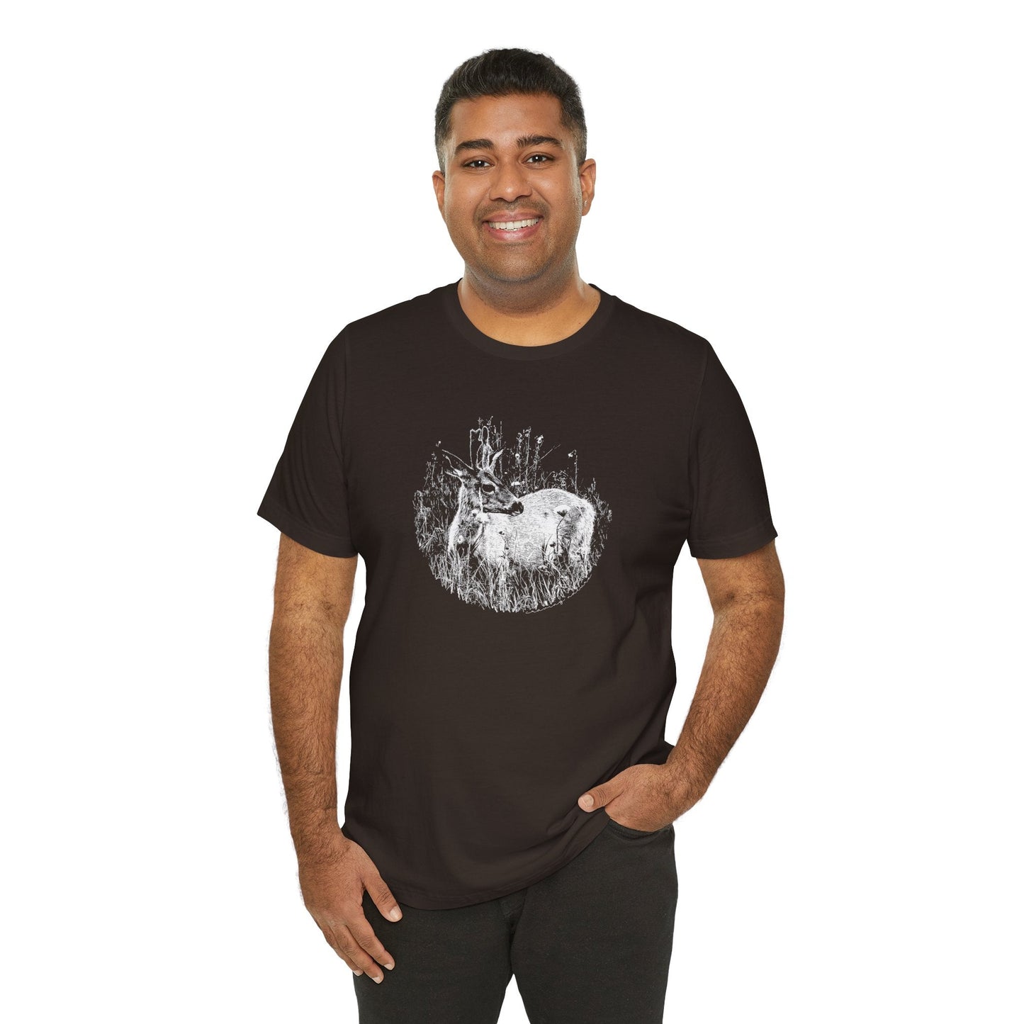 Nature - Inspired 'Young Buck' Jersey Short Sleeve Tee | ‘Craving Nature’ Design by Canadian Artist - craving nature