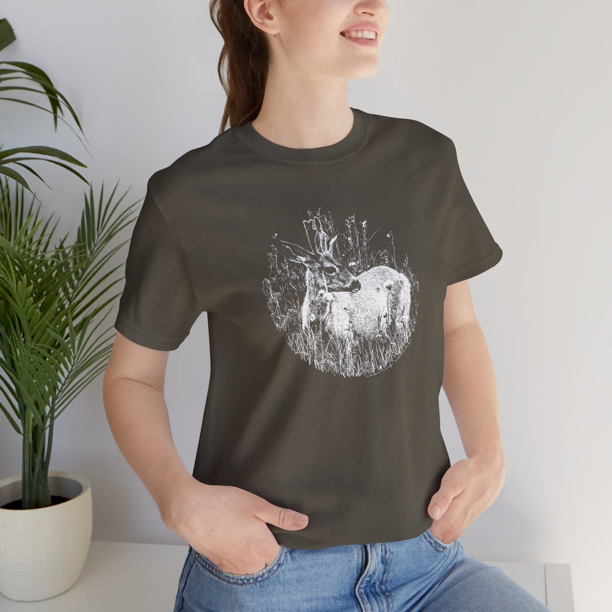 Nature - Inspired 'Young Buck' Jersey Short Sleeve Tee | ‘Craving Nature’ Design by Canadian Artist - craving nature