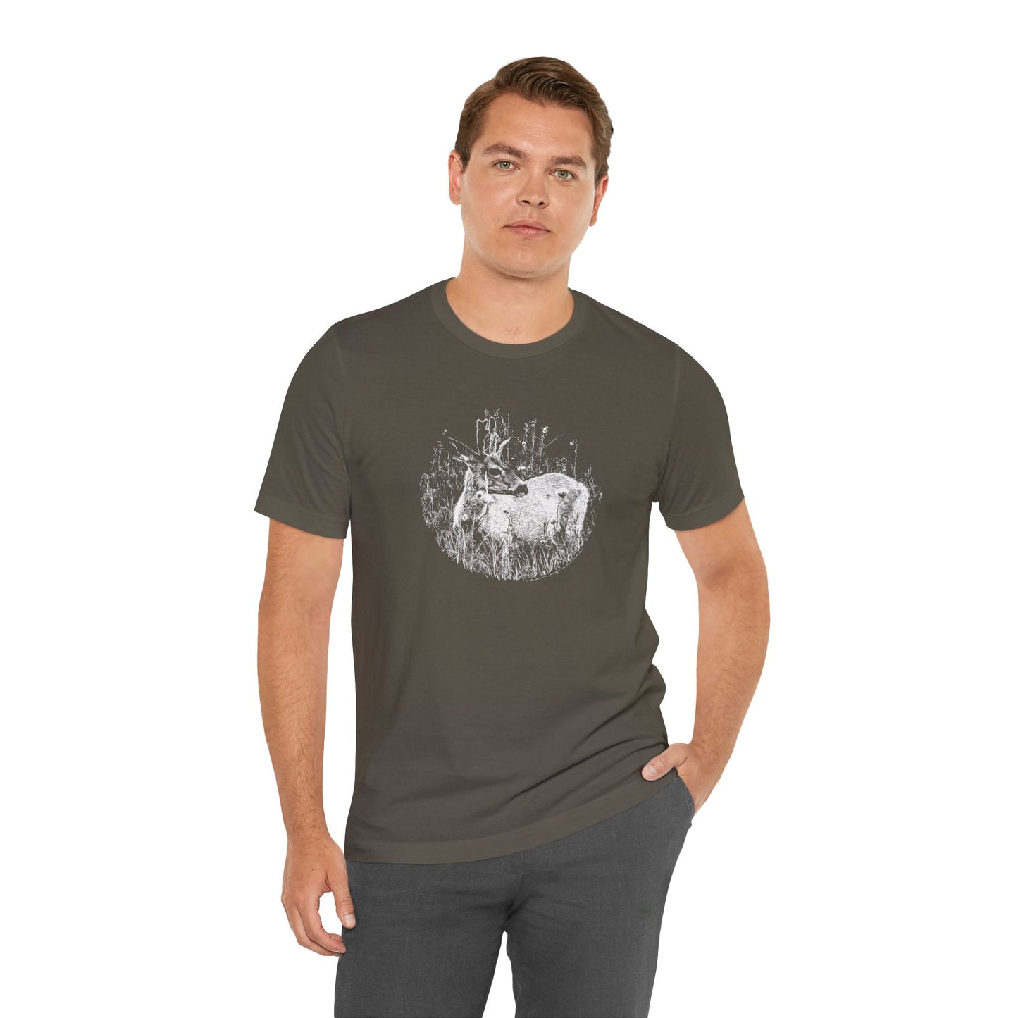 Nature - Inspired 'Young Buck' Jersey Short Sleeve Tee | ‘Craving Nature’ Design by Canadian Artist - craving nature
