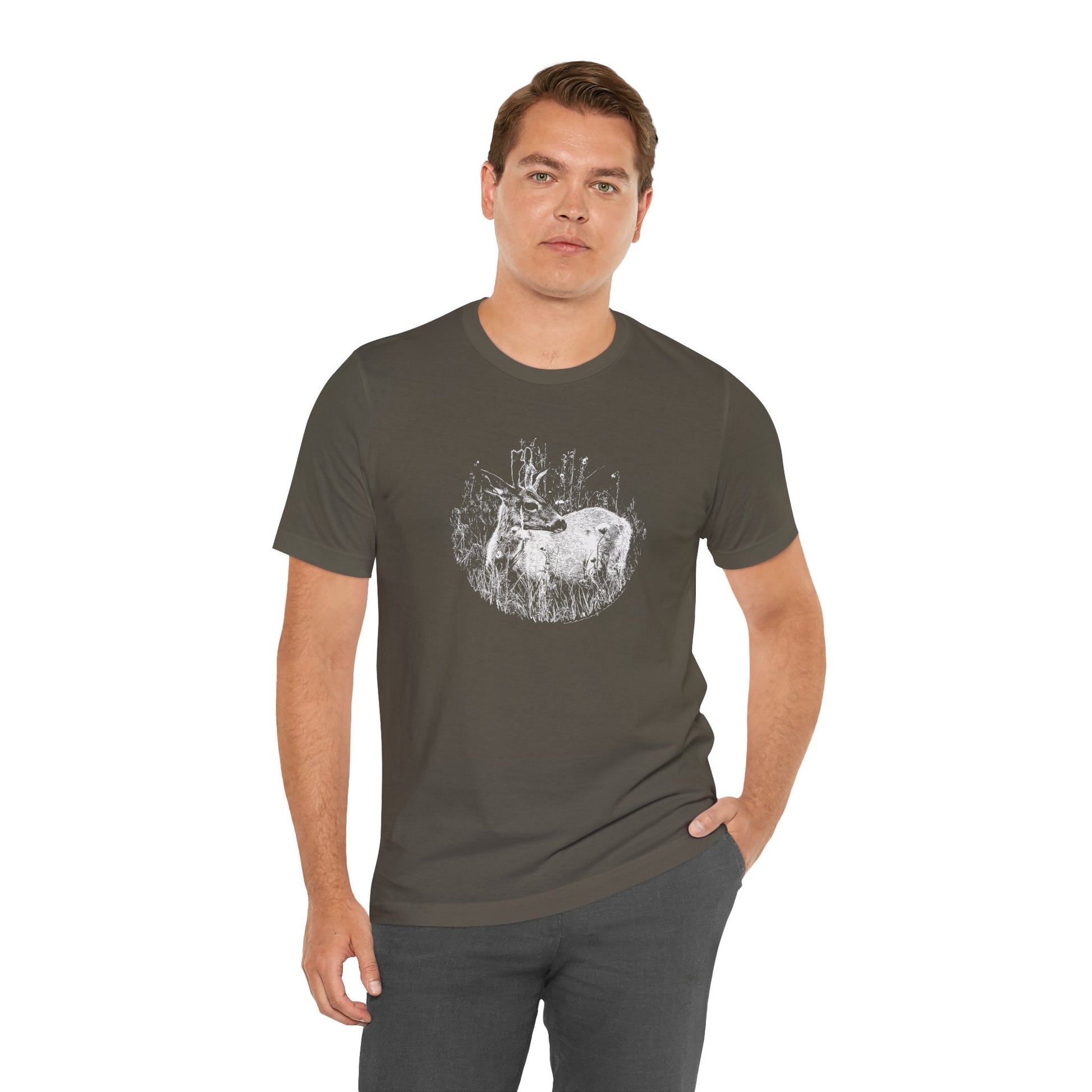 Nature - Inspired 'Young Buck' Jersey Short Sleeve Tee | ‘Craving Nature’ Design by Canadian Artist - craving nature