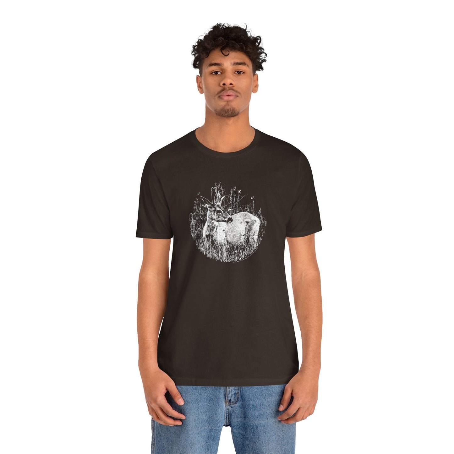 Nature - Inspired 'Young Buck' Jersey Short Sleeve Tee | ‘Craving Nature’ Design by Canadian Artist - craving nature