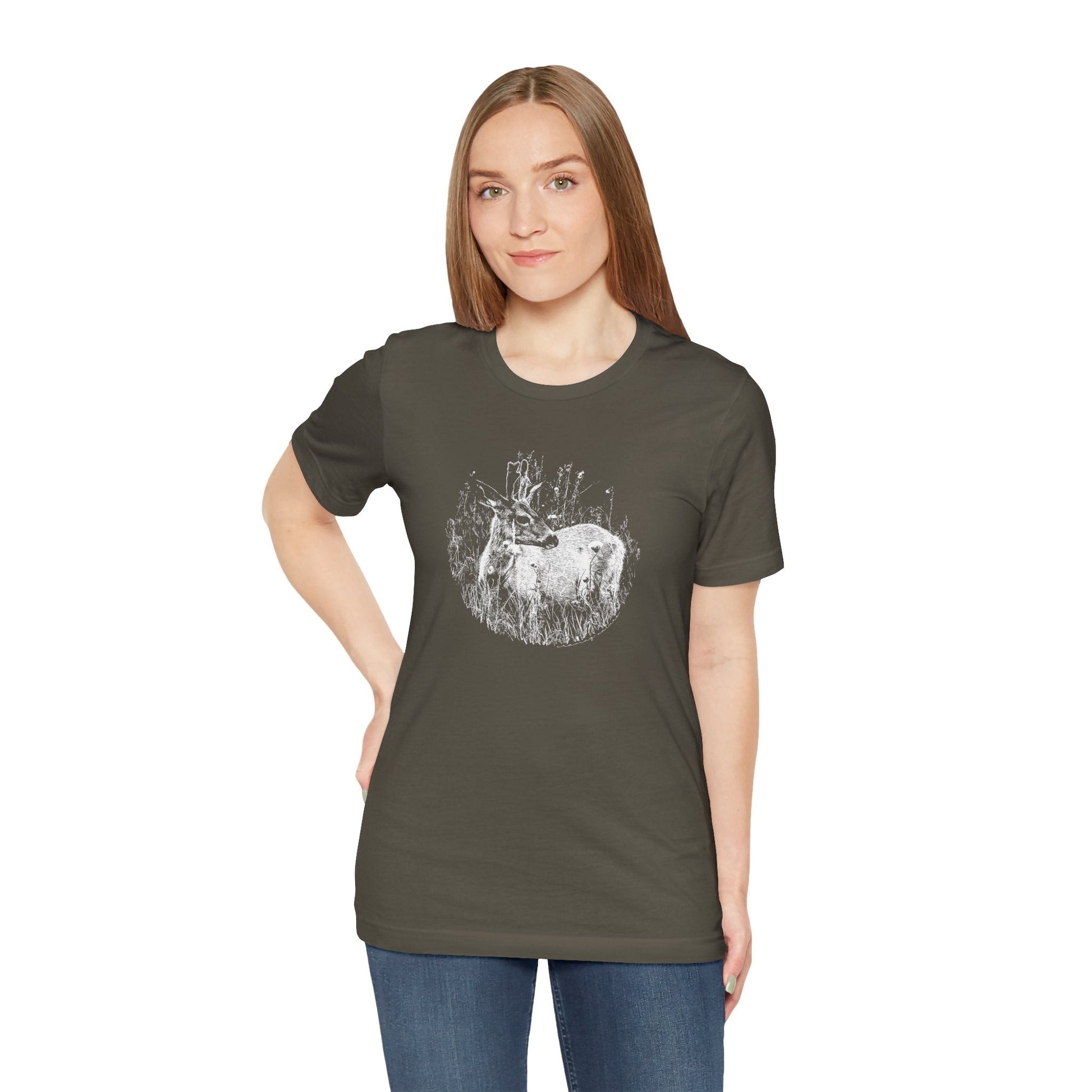 Nature - Inspired 'Young Buck' Jersey Short Sleeve Tee | ‘Craving Nature’ Design by Canadian Artist - craving nature