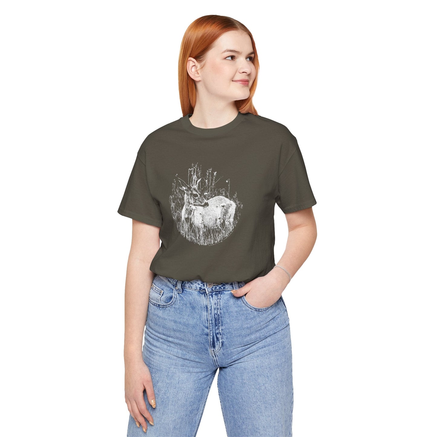 Nature - Inspired 'Young Buck' Jersey Short Sleeve Tee | ‘Craving Nature’ Design by Canadian Artist - craving nature