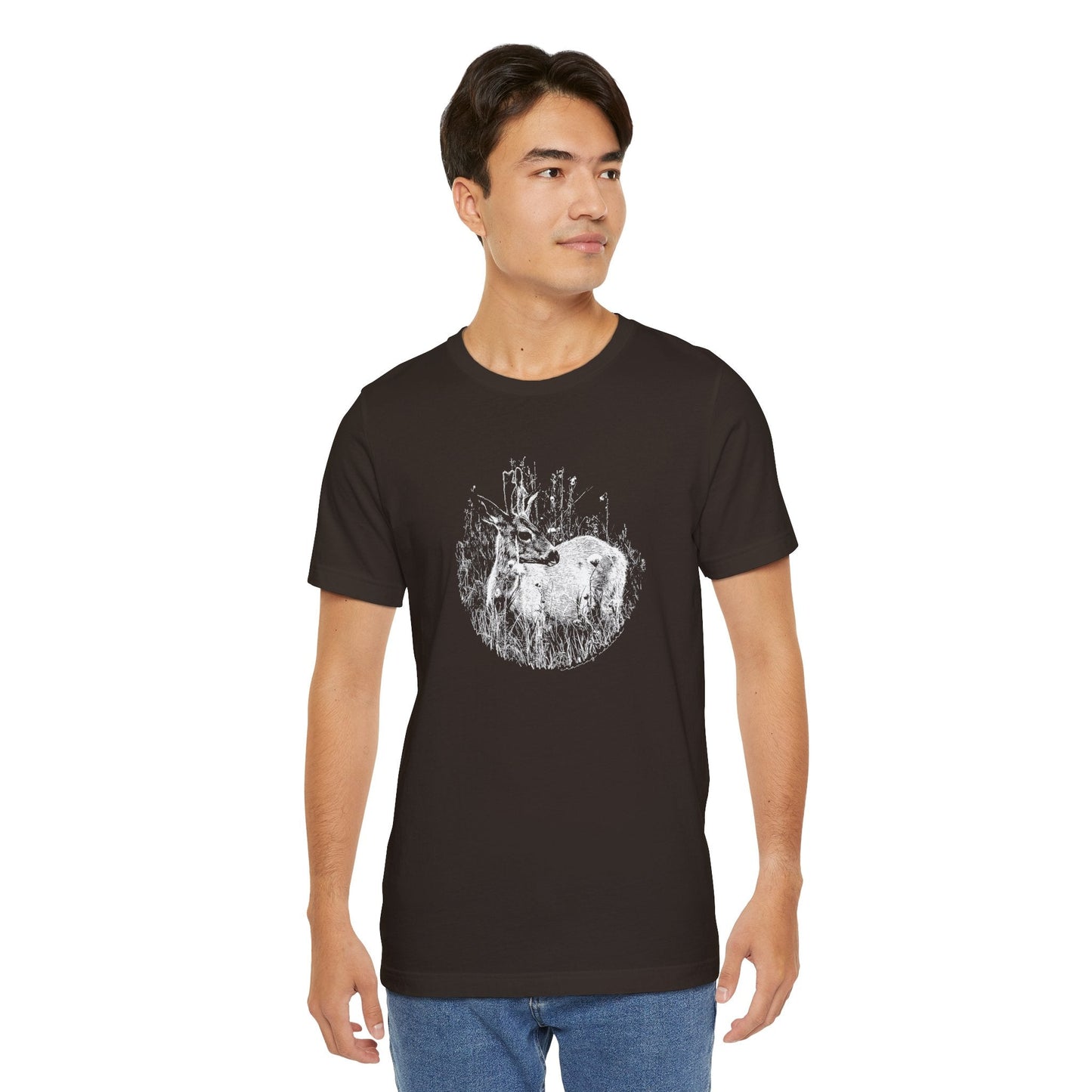 Nature - Inspired 'Young Buck' Jersey Short Sleeve Tee | ‘Craving Nature’ Design by Canadian Artist - craving nature