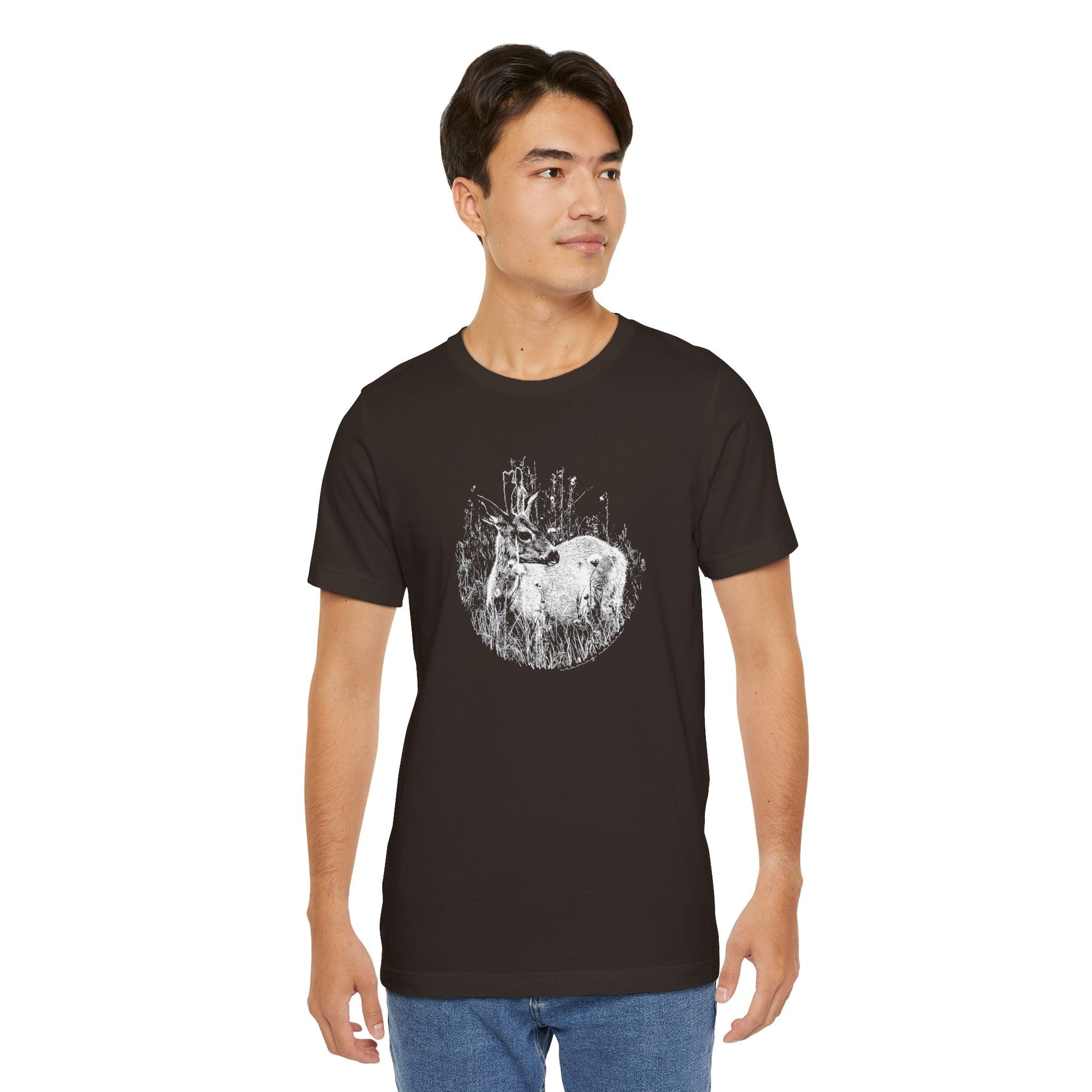 Nature - Inspired 'Young Buck' Jersey Short Sleeve Tee | ‘Craving Nature’ Design by Canadian Artist - craving nature