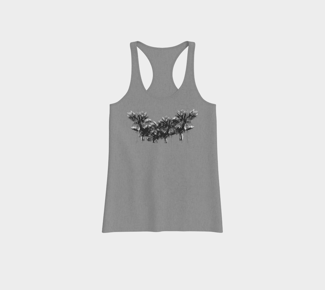 Palm Racerback Tank in Heather Grey (Black & White Print) - craving nature