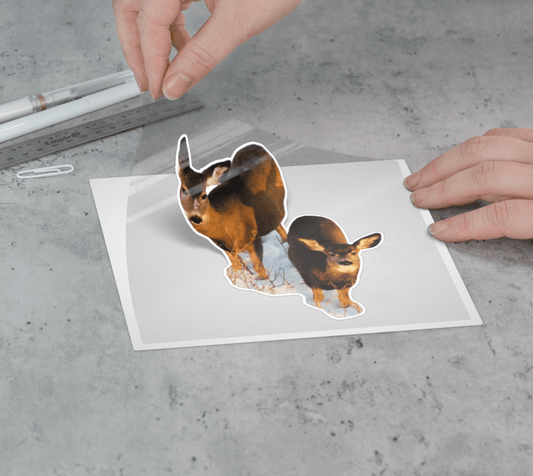 Permanent Sticker (raised texture, waterproof) | Mama & Baby Deer - craving nature