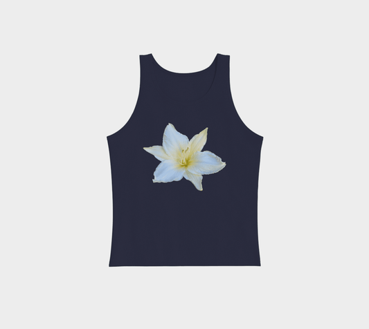 Premium Unisex Tank Top with White Flower Print (front & back design) - craving nature