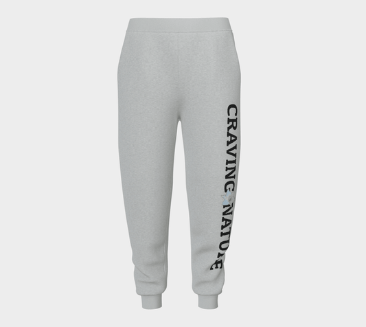 Unisex Joggers with Craving Nature White Floral Graphic Print (Left Leg) - craving nature
